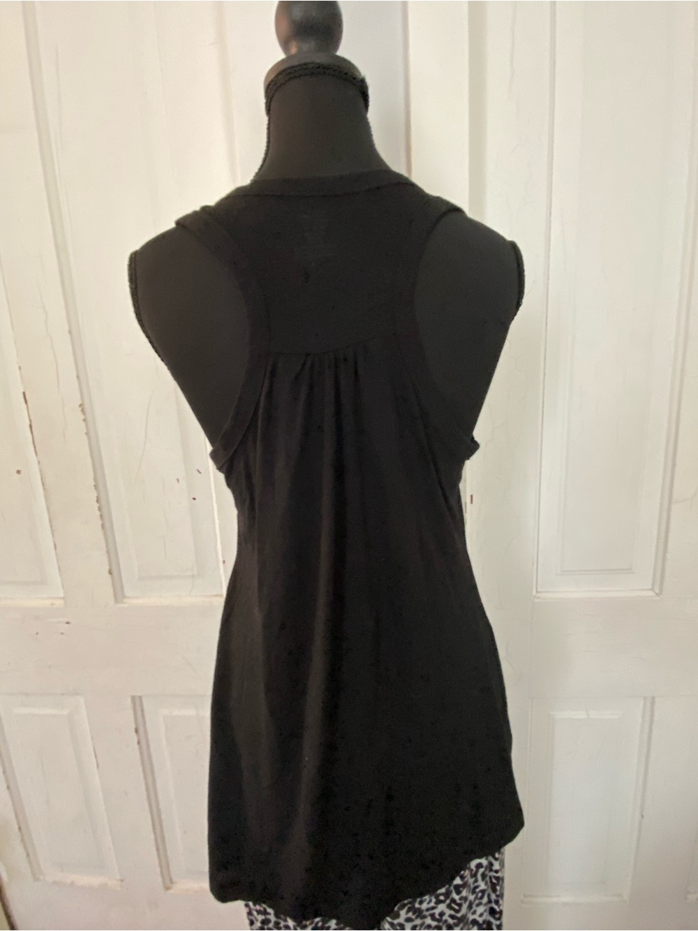 Pajama Set: Black Tank Top w/Coordinating Bottoms - Picture 4 of 5